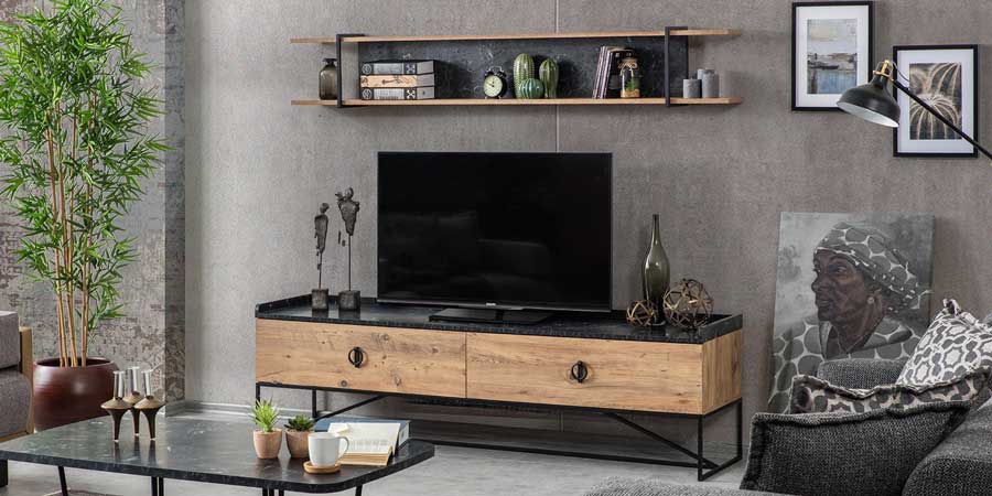 HigerHome.com - خرید میز تلویزیون چوب و فلز